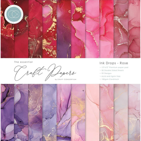 Craft Paper Pad Ink Drops - Rose - 1