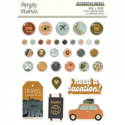 Simple Stories Decorative Brads - Here + There - 1