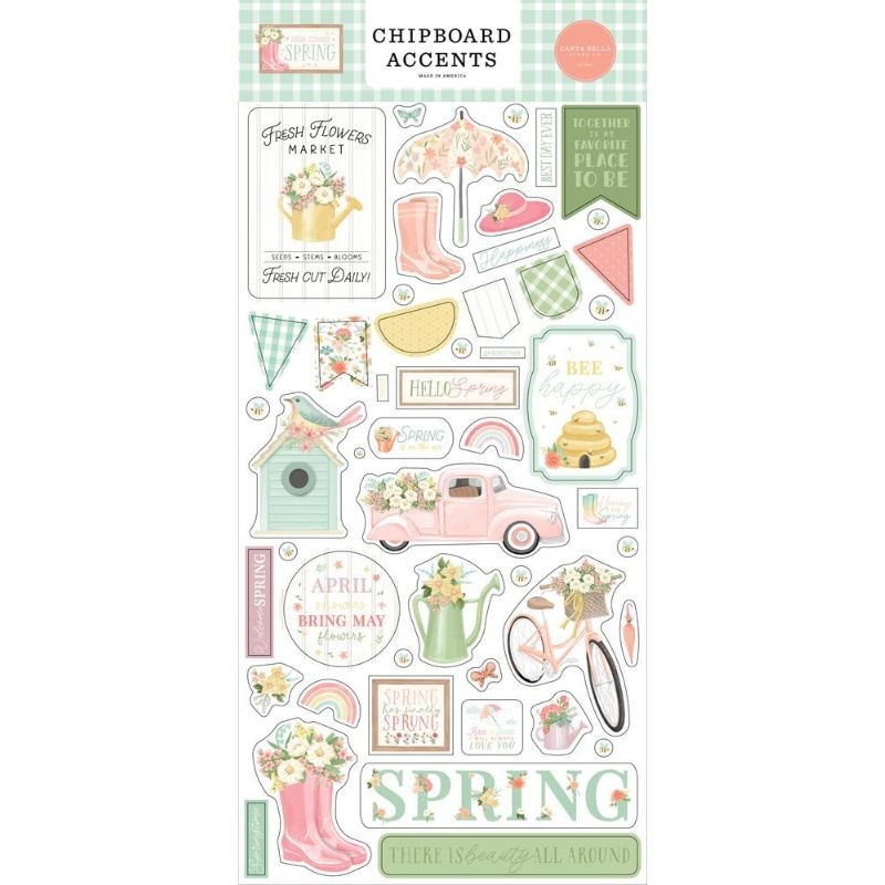 Carta Bella Chipboard Accents - Here Comes Spring - 1