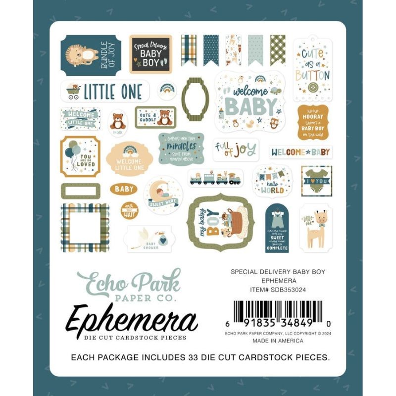 Echo Park Ephemera - Special Delivery Baby Boy - 1