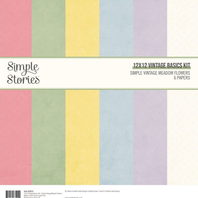 Simple Stories Paper Pad Basics - Simple Vintage Meadow Flowers - 1