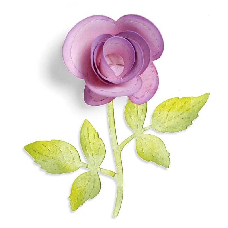 Fustella Rosa in 3D con Ramo Sizzlits Flower 3D & Vine