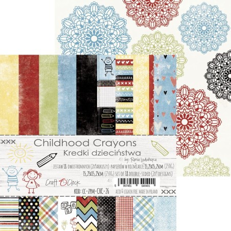 Craft o' Clock - carte da scrap - Childhood Crayons 6"x6" - 11
