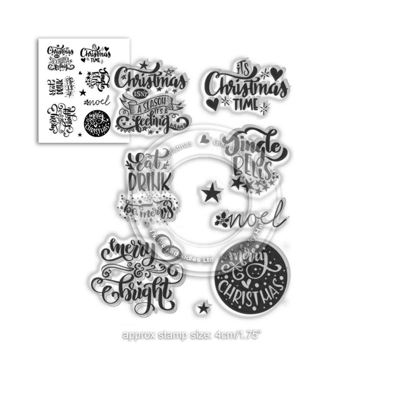 Timbro Polkadoodles Stamps Merry & Bright Christmas Greetings - 1