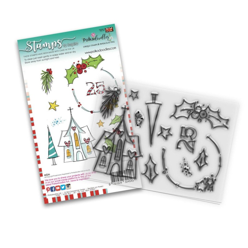 Timbro Polkadoodles Stamps Holly Blessing - 1
