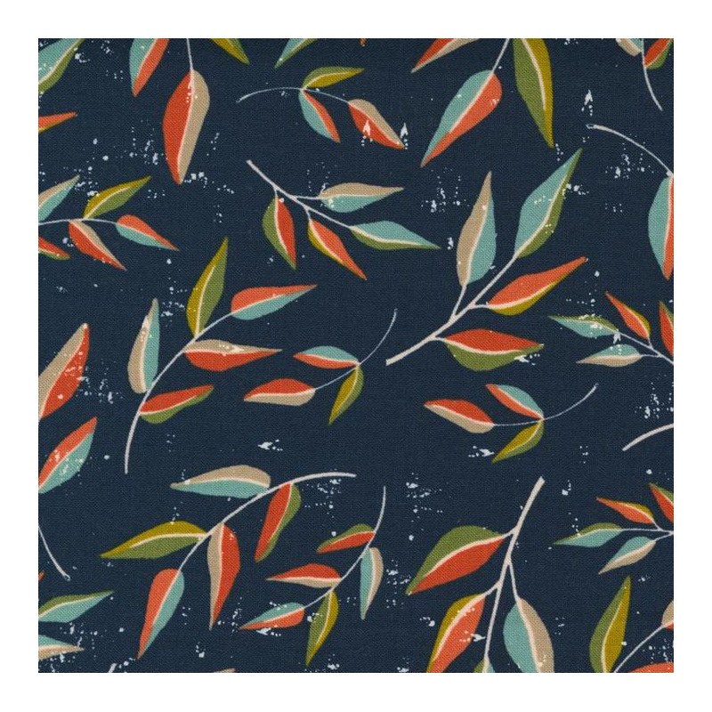 Tessuti Moda Fabric Midnight Foglie - 1