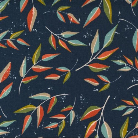 Tessuti Moda Fabric Midnight Foglie - 1
