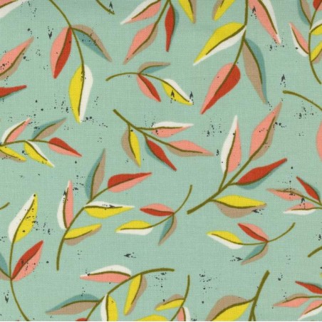 Tessuto Moda Fabrics Glory Skies Foglie - 1