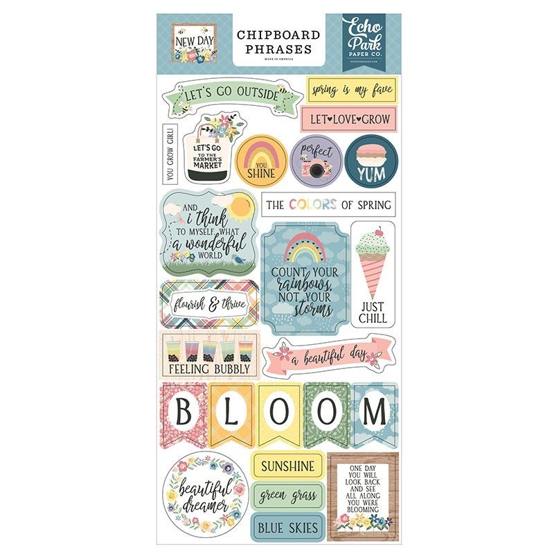 Echo Park Chipboard Phrases - New Day - 1