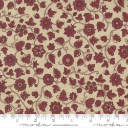 Tessuto Moda Fabrics Tan Red Flowers - 1