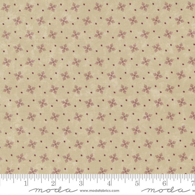 Tessuto Moda Fabrics Tan Red Kansas Flower - 1