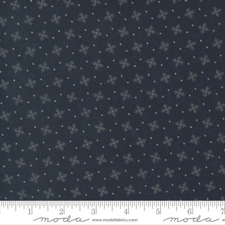 Tessuto Moda Fabrics Tan Blue Kansas Flower - 1