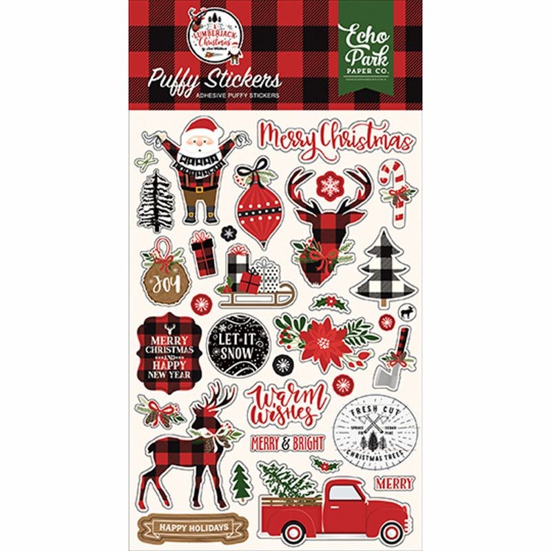 Echo Park Puffy Stickers - Lumberjack Christmas - 1