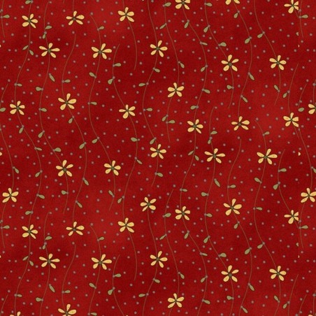 Tessuto Wooden Spool - Fiori Red - 1