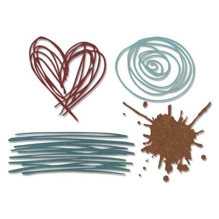 Fustella Scarabocchi e Cuori - Thinlits Scribbles & Splat - 1