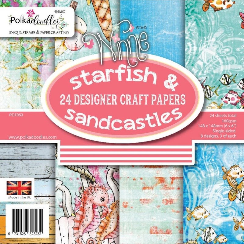 Polkadoodles Carte da scrap - Starfish & Sandcastles - 1