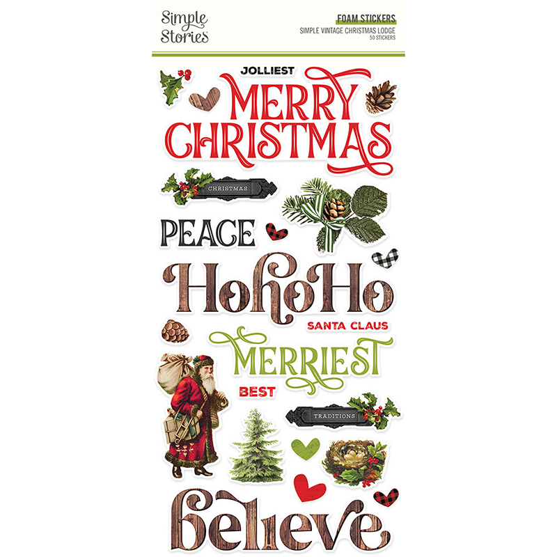 Simple Stories Foam Stickers - Vintage Christmas Lodge - 1
